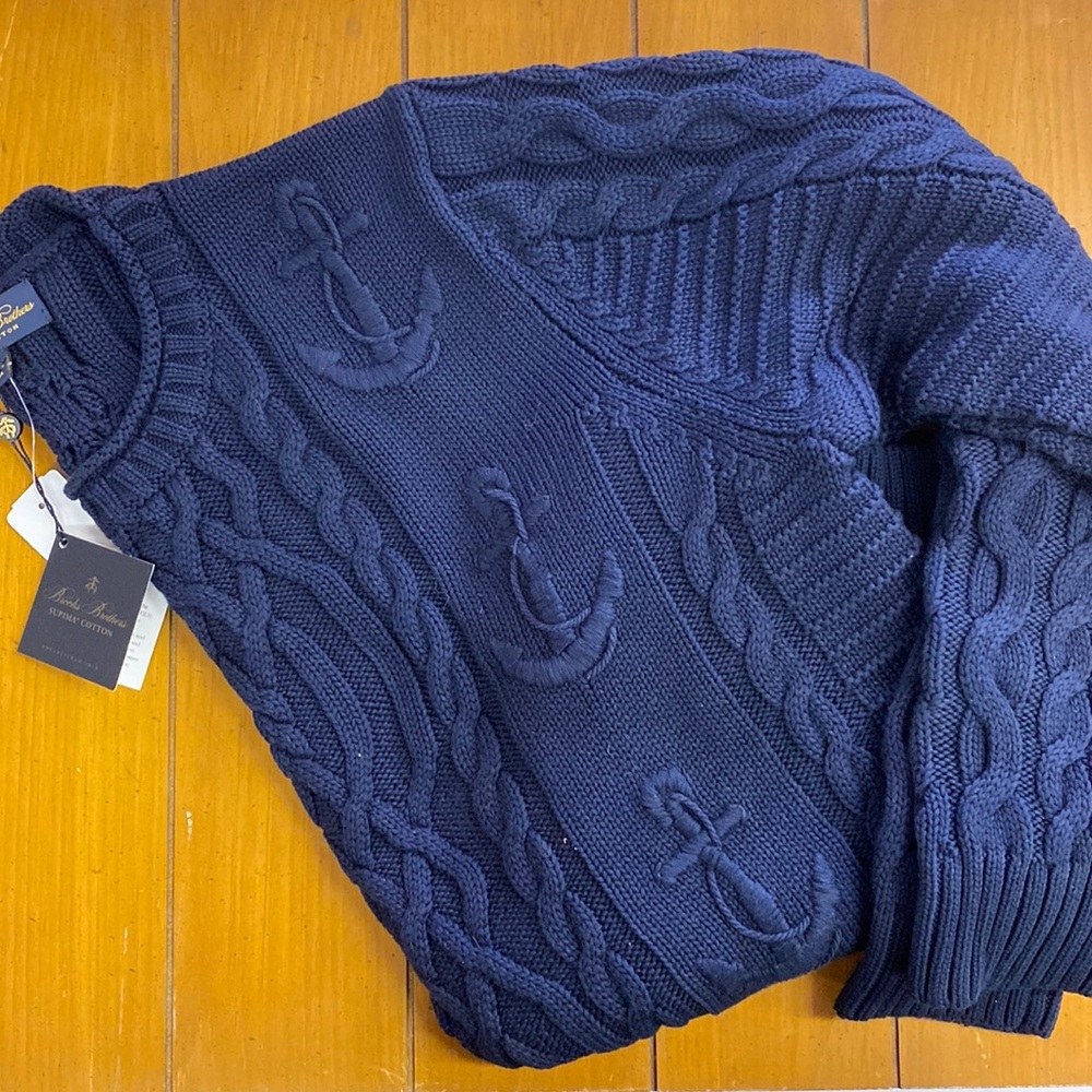 Brooks Brothers Navy Cable Knit Sweater